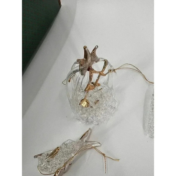 VINTAGE 8 Piece Clear Glass Spaghetti/Spun Glass Ornaments NATIVITY TREE ANGELS - Picture 11 of 12